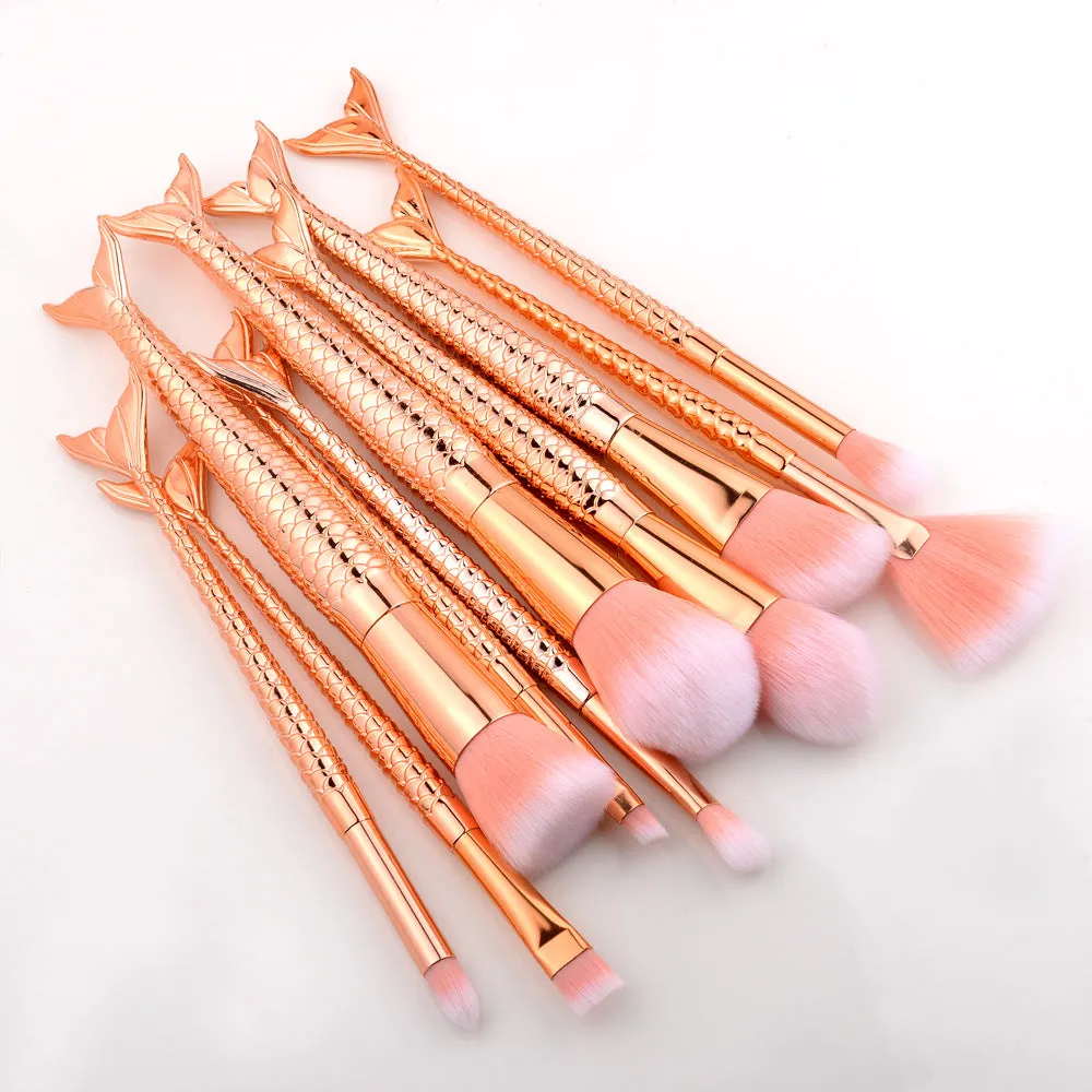 10 PCs Mermaid Makeup Brushes 7 Fishtail Makeup Brushes