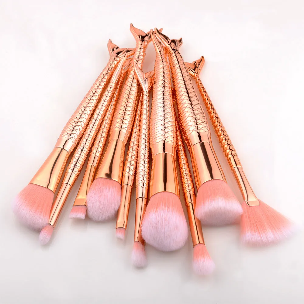 10 PCs Mermaid Makeup Brushes 7 Fishtail Makeup Brushes