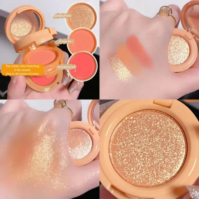 3-in-1 Makeup Palette Blush Highlighter Contouring All-in-one Palette Brightening Tone Retouching Lasting Face Makeup Waterproof