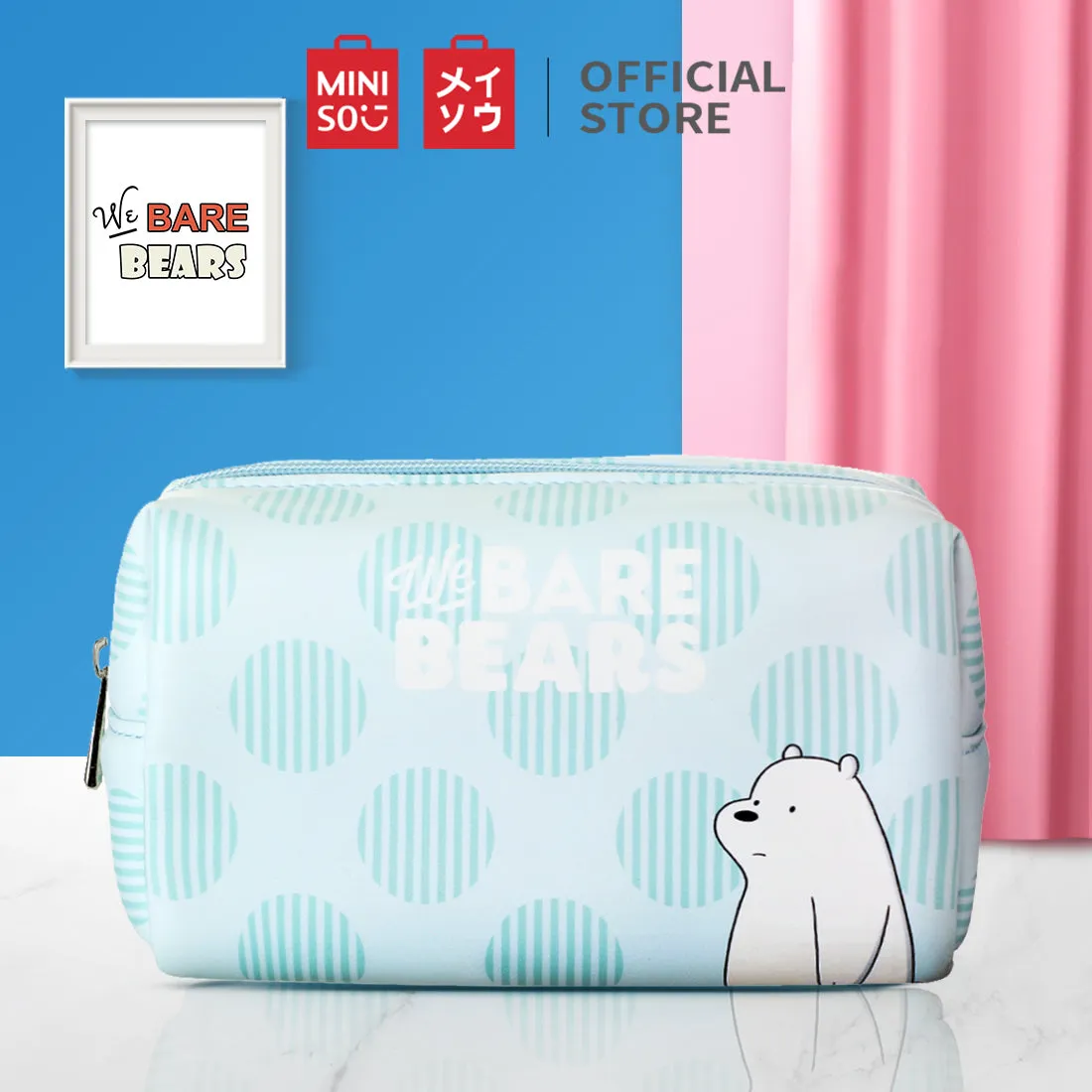 MINISO x We Bare Bears - Cute Rectangle Waterproof Makeup Bag, Mix Pattern