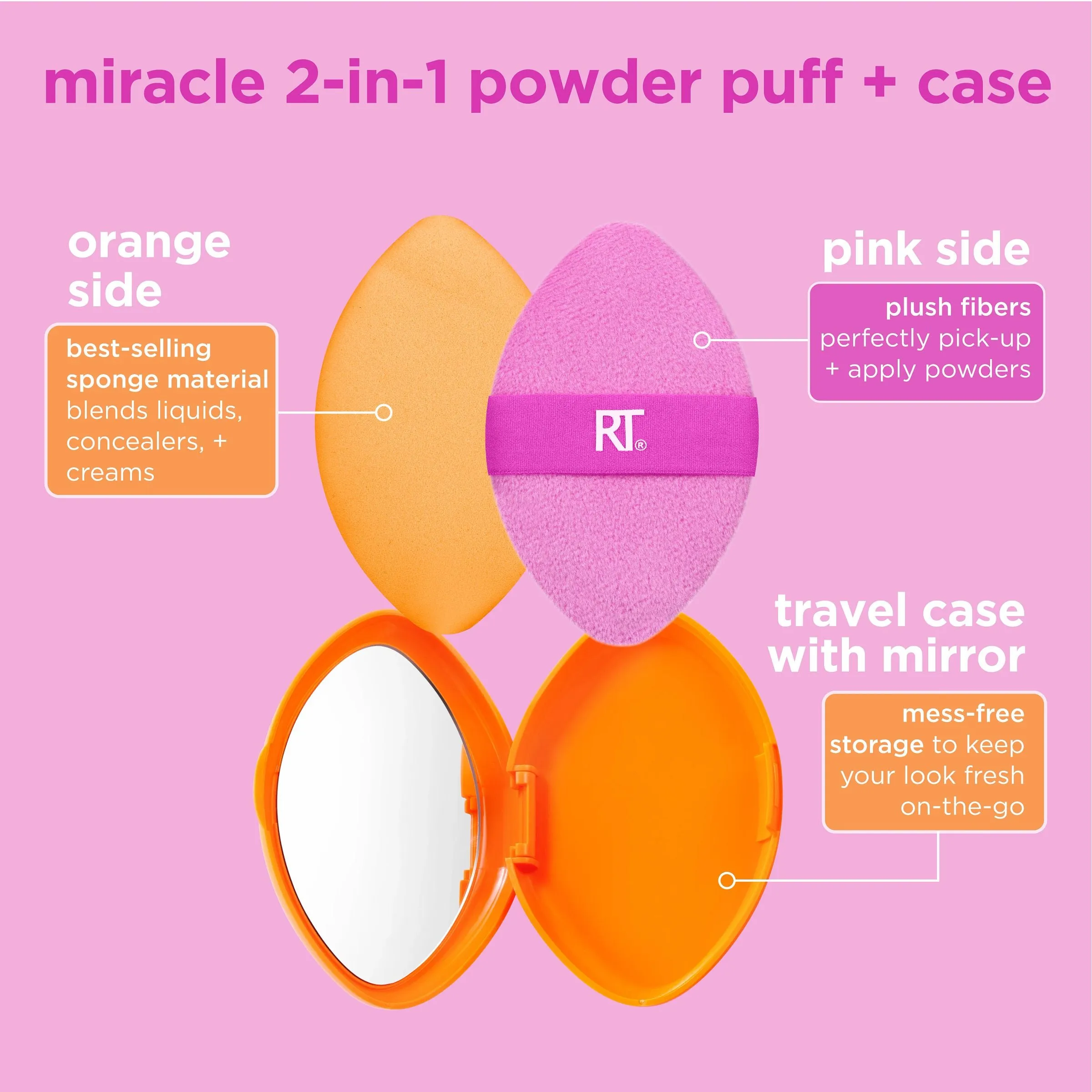 Miracle 2-In-1 Powder Puff   Travel Case