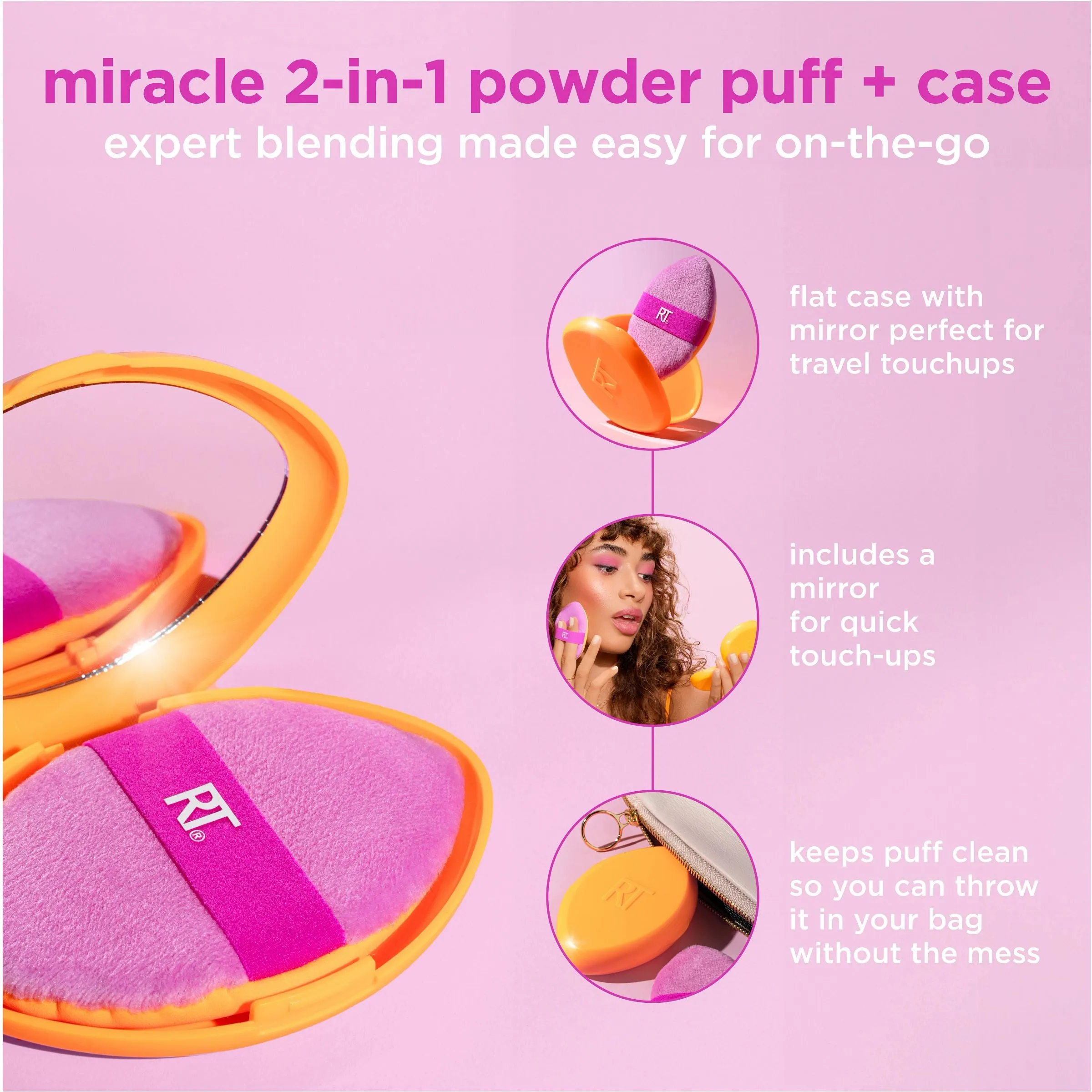 Miracle 2-In-1 Powder Puff   Travel Case